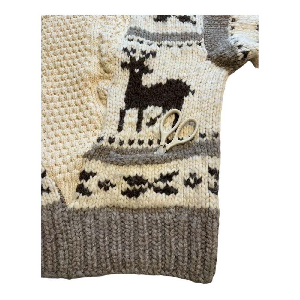 Cowichan & Fisherman Eclectic Wool Sweater | YAH YAH! - Large / XLarge - Picture 8 of 14